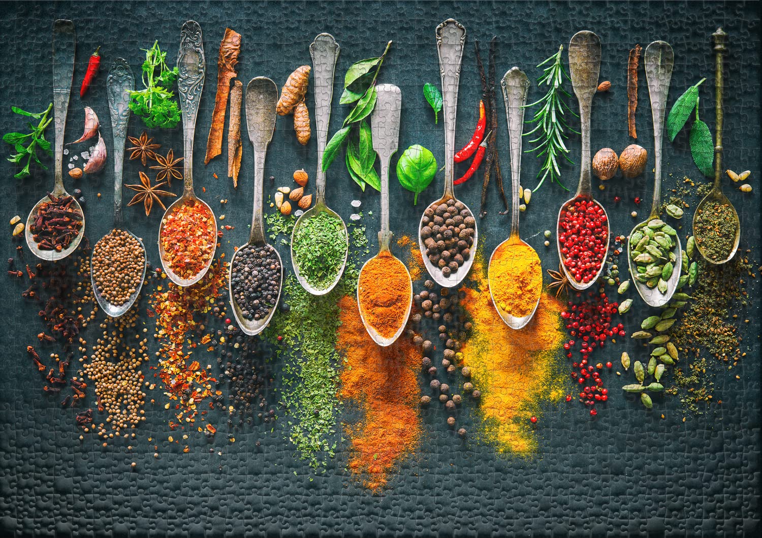 Ulmer Puzzleschmiede - Puzzle « Couleurs vives » – Puzzle de 2000 pièces – Motif herbes et épices, attire tous les regards dans une cuisine et un design mural élégant