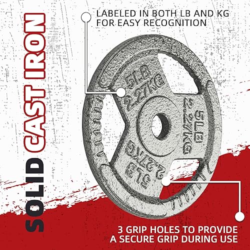 Miniatura 3 de Placa de pesas estándar de hierro fundido de 1 pulgada para entrenamiento de fuerza y levantamiento de pesas, varios pesos disponibles