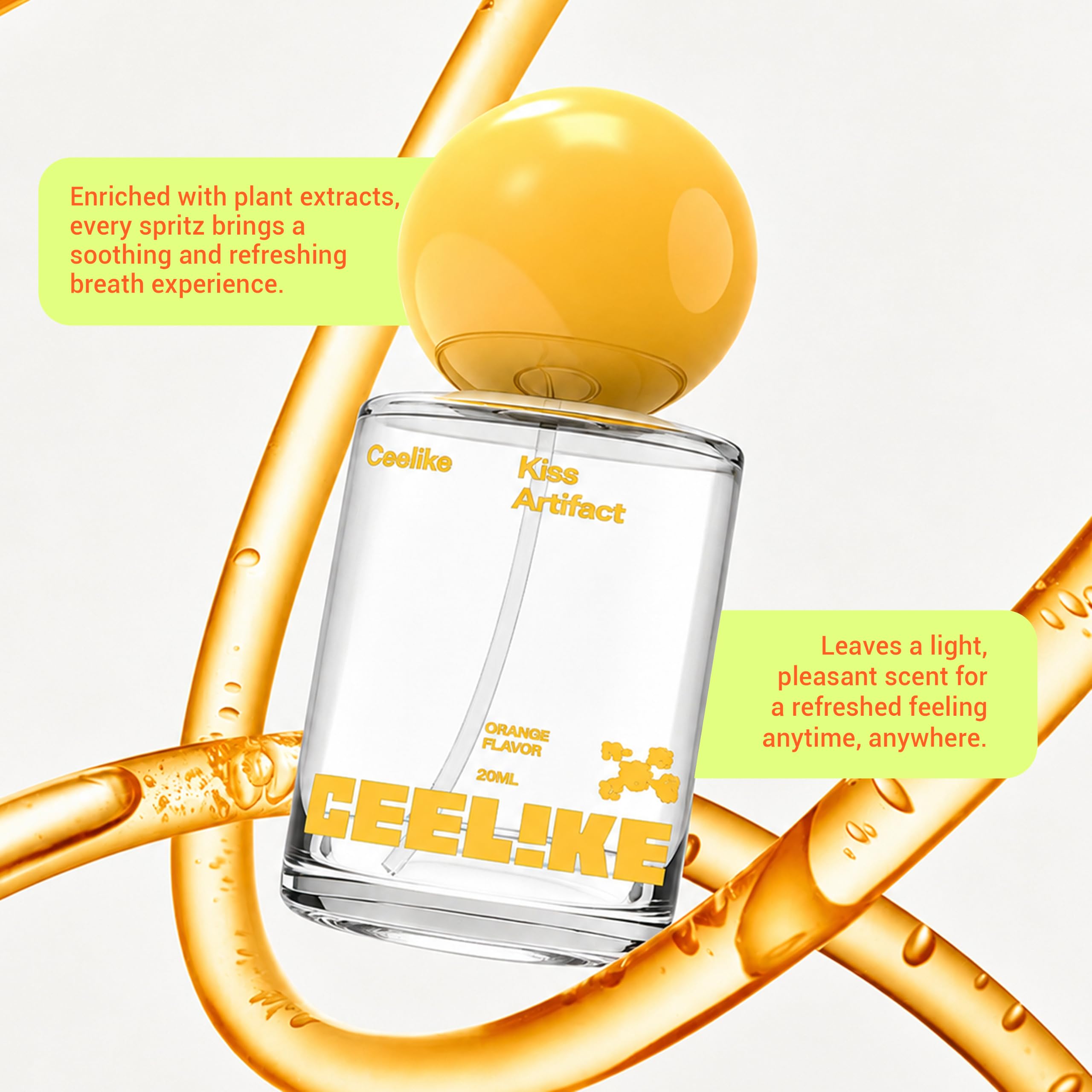 Mundspray – frischer Atem, duales Kühlerlebnis und praktisches Design für unterwegs – perfekt für erfrischenden Atem überall und jederzeit (Orange, 1 Stück)