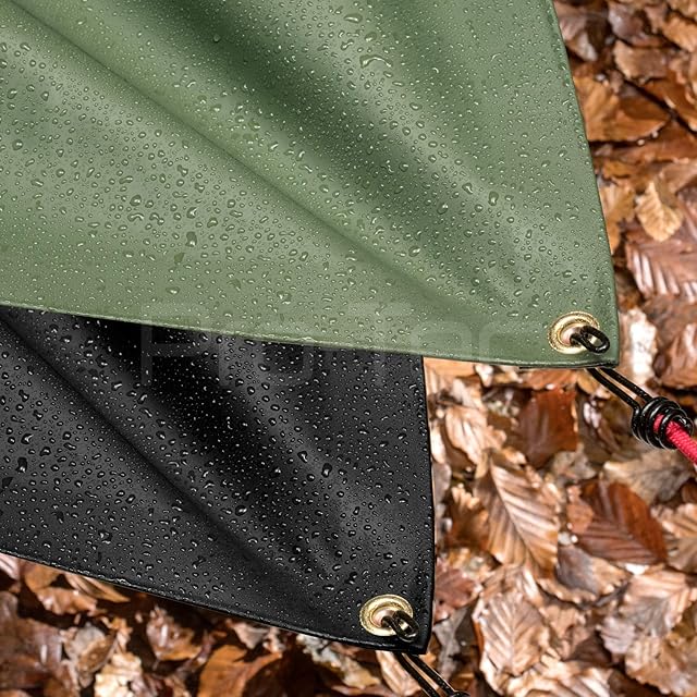 PVC 600gsm Extra Heavy Duty Green Tarpaulin Waterproof Ground Cover Thick Lorry Tarp Sheet Black 6ft X 5ft (1.8m x 1.5m)