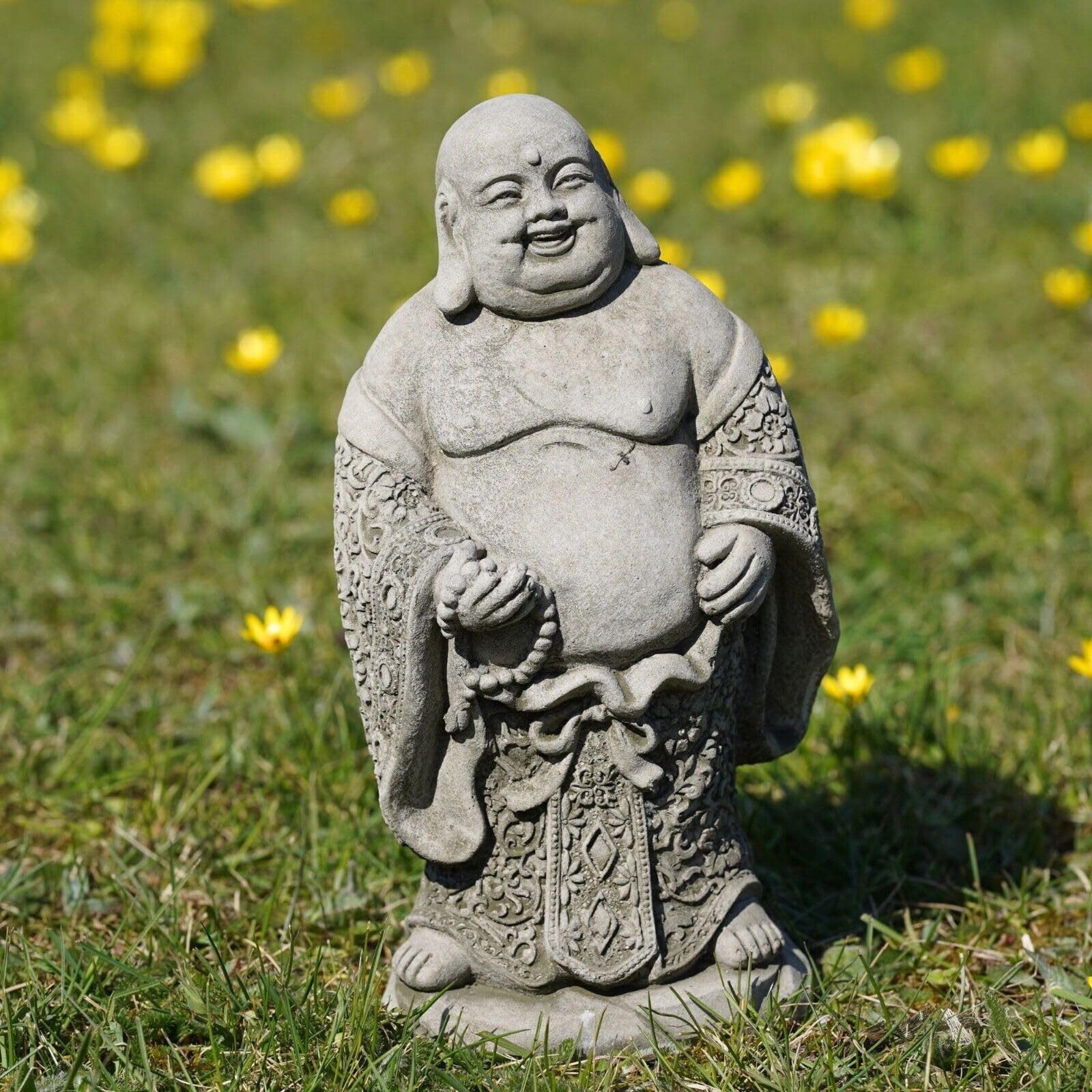 Standing Buddha Stone Garden Statue | Reconstituted Outdoor Oriental Ornament