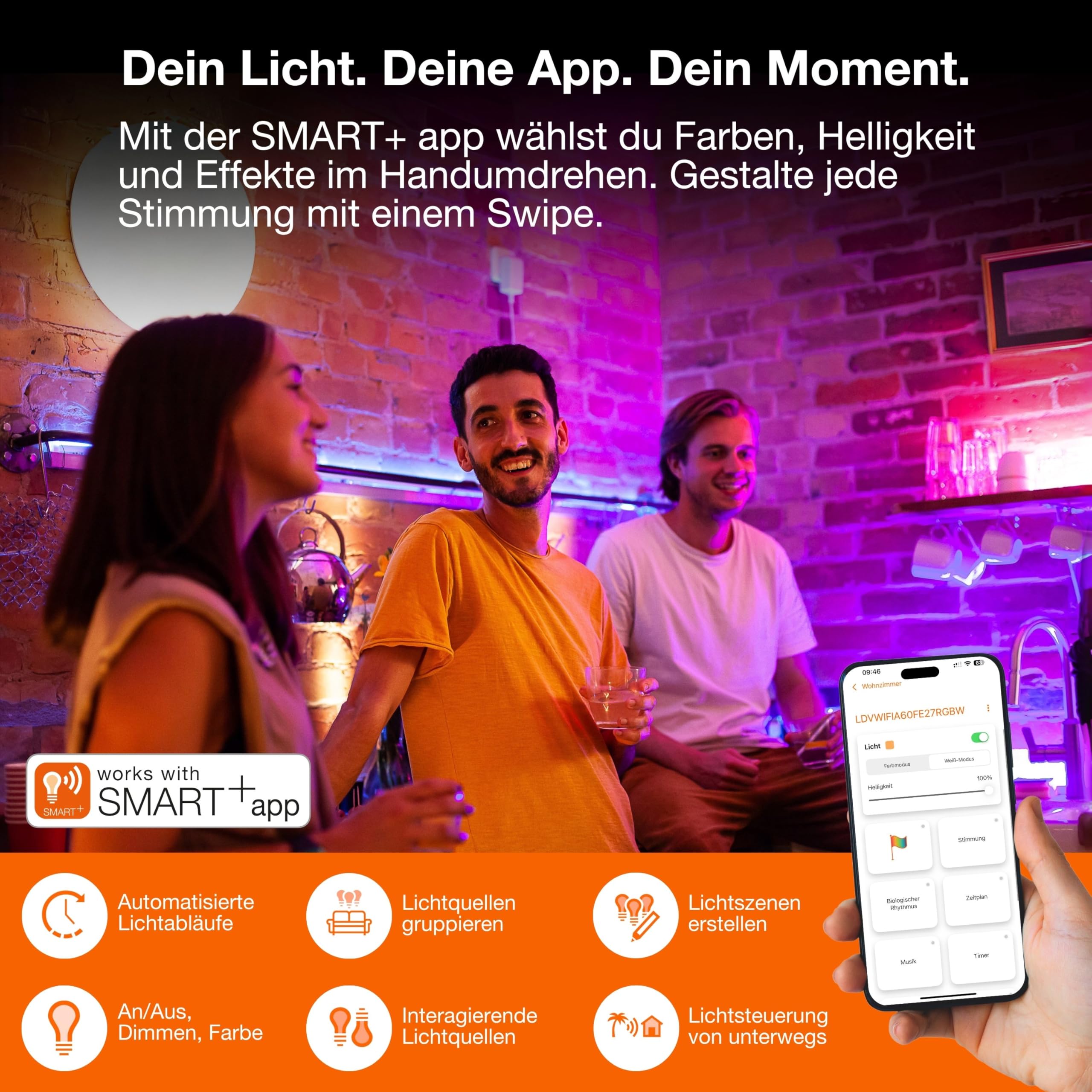LEDVANCE SMART WIFI COB Strips dekorative COB-Streifen mit weißem; regulierbarem Licht und homogenem Lichteffekt; dimmbar; TW; gelb; Silikon; 3 m; Leuchtmittel nicht austauschbar