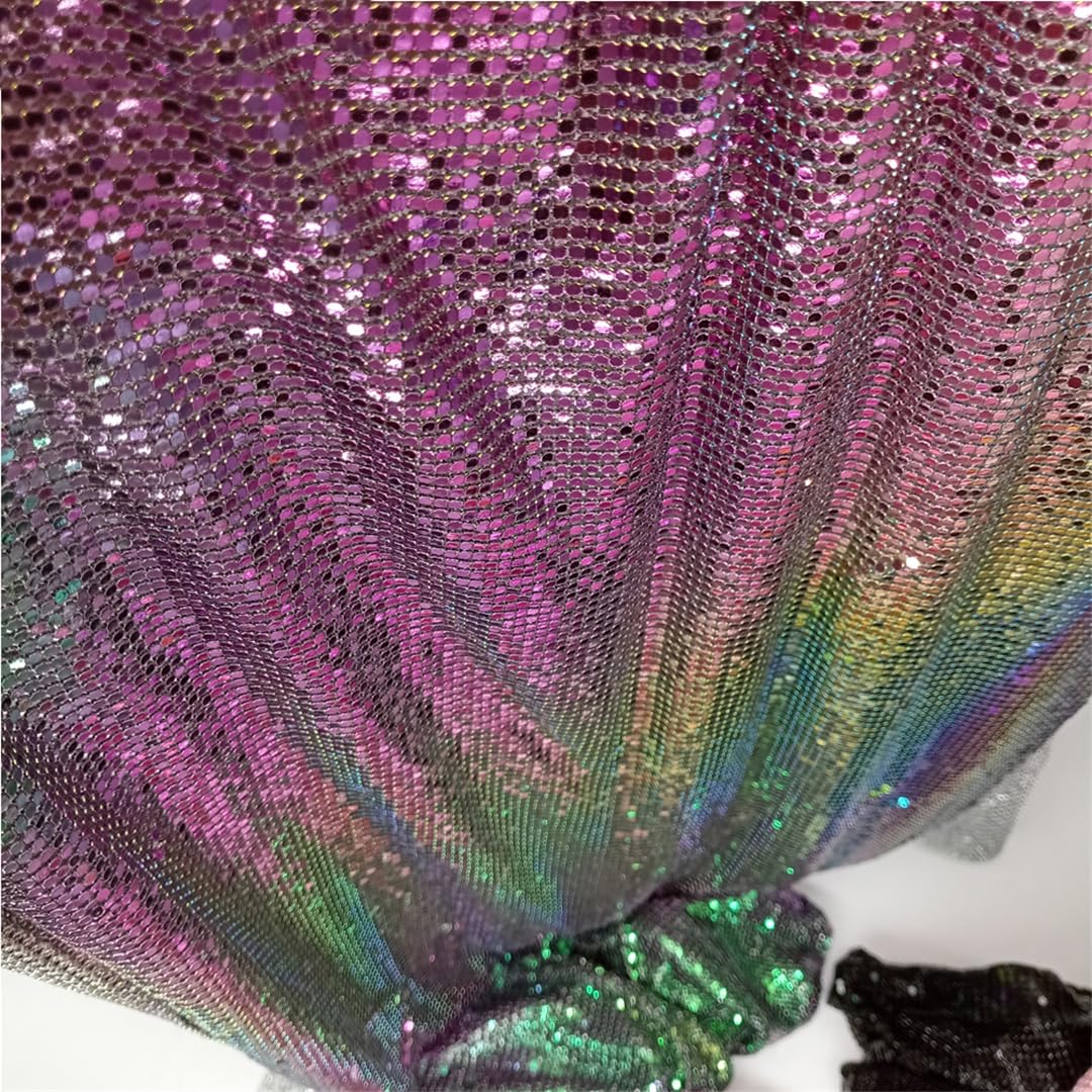 45 * 30CM Bling Metal Mesh Fabric Metallic Cloth Sequin Sequined Fabric DIY  Sewing Chainmail Dress Jewelry Blue Iridescent 3mm : Amazon.co.uk: Home &  Kitchen