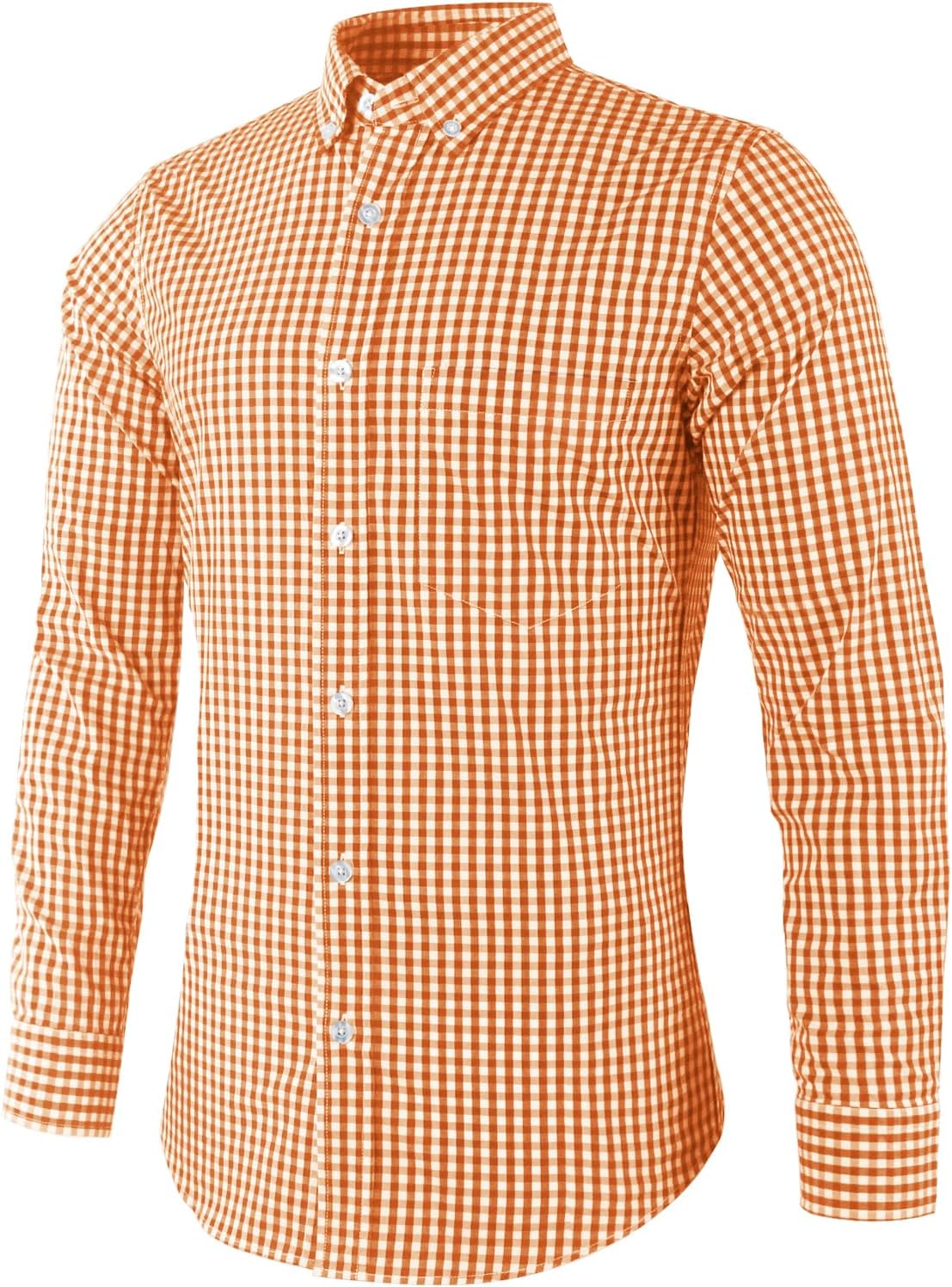 Men's Plaid Casual Slim Fit Long Sleeve Button Down Dress Shirts
