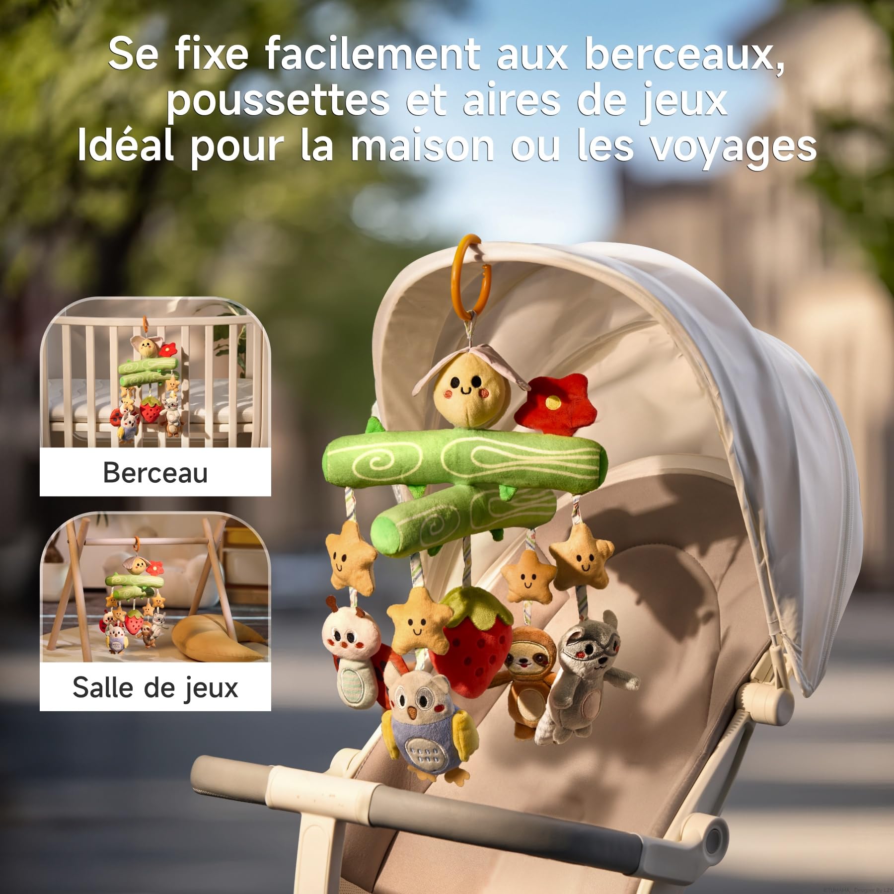 TUMAMA KIDS Jouet Bebe 0 3 6 mois, Peluche Bebe Hochet Jeux abeille avec grincement, tintement, Jouet Eveil Cadeau Sensoriel Bébé Poussette Gym Berceau Jouet à Suspendre