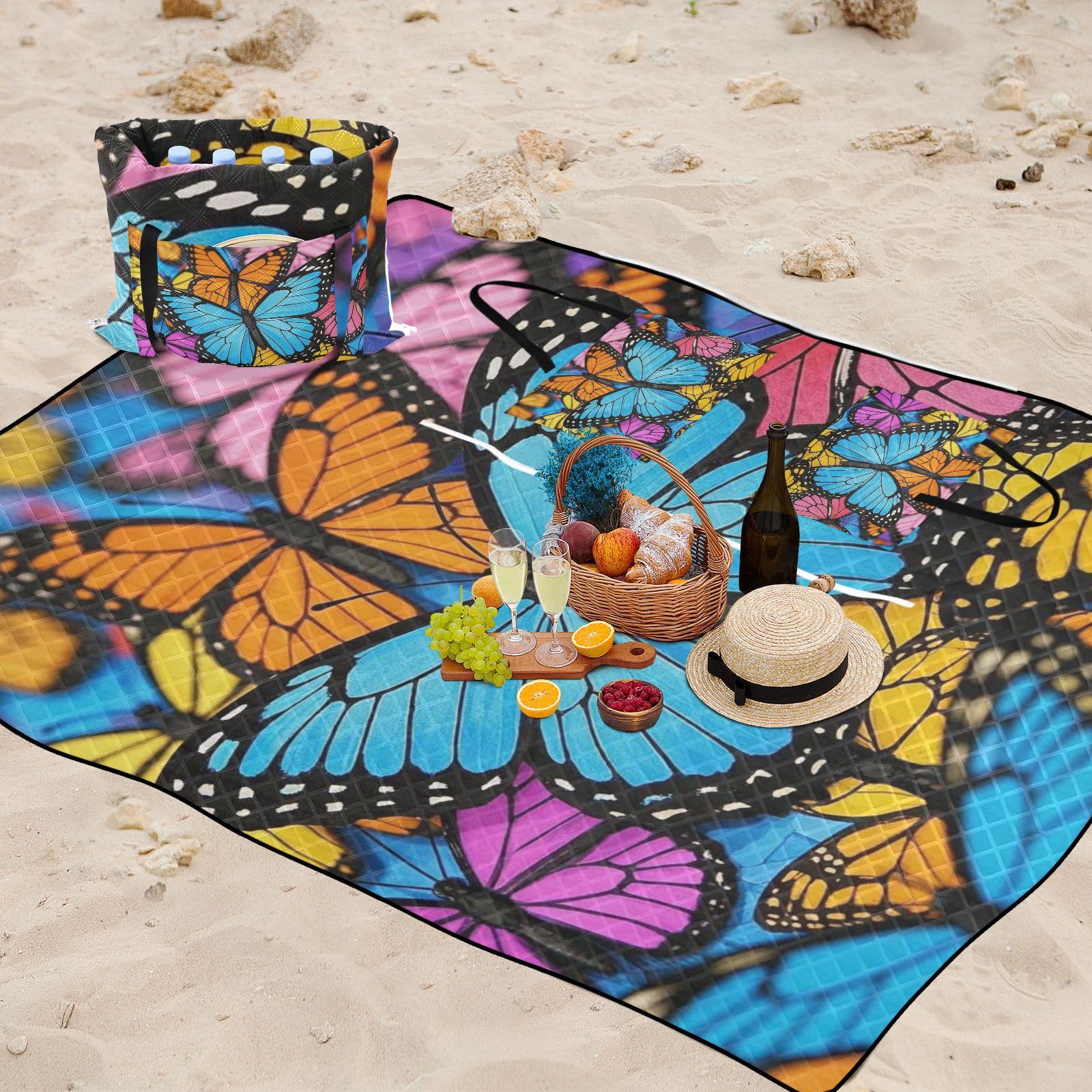 Carino Cartoon Insetto Farfalla Colorato Impermeabile Picnic Coperte Grande Picnic Accessori Picnic All'aperto per Outdoorsy Persone Regali di Primavera Manta para la Playa