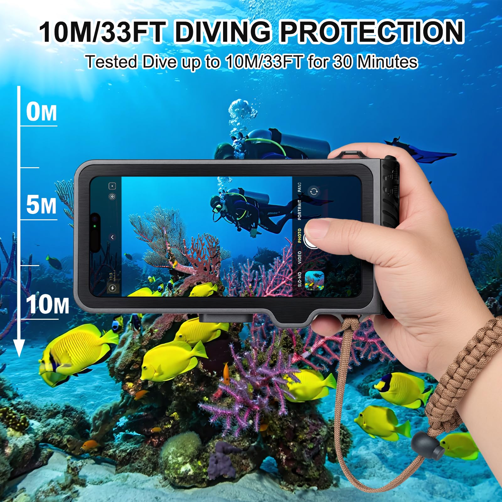 ZLiME Coque de Téléphone de Plongée Professionnelle Pochette Étanche Smartphone, IPX8 Pochette Téléphone Étanche Housse sous-Marin Étui de Protection pour iPhone 16e 16 Pro Samsung S25 S24