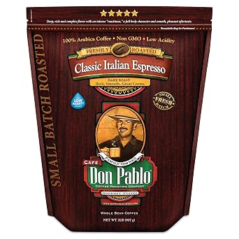 Cafe Don Pablo Gourmet Coffee Classic Italian Espresso Medium Dark Roast Whole Bean Coffee 2 LB
