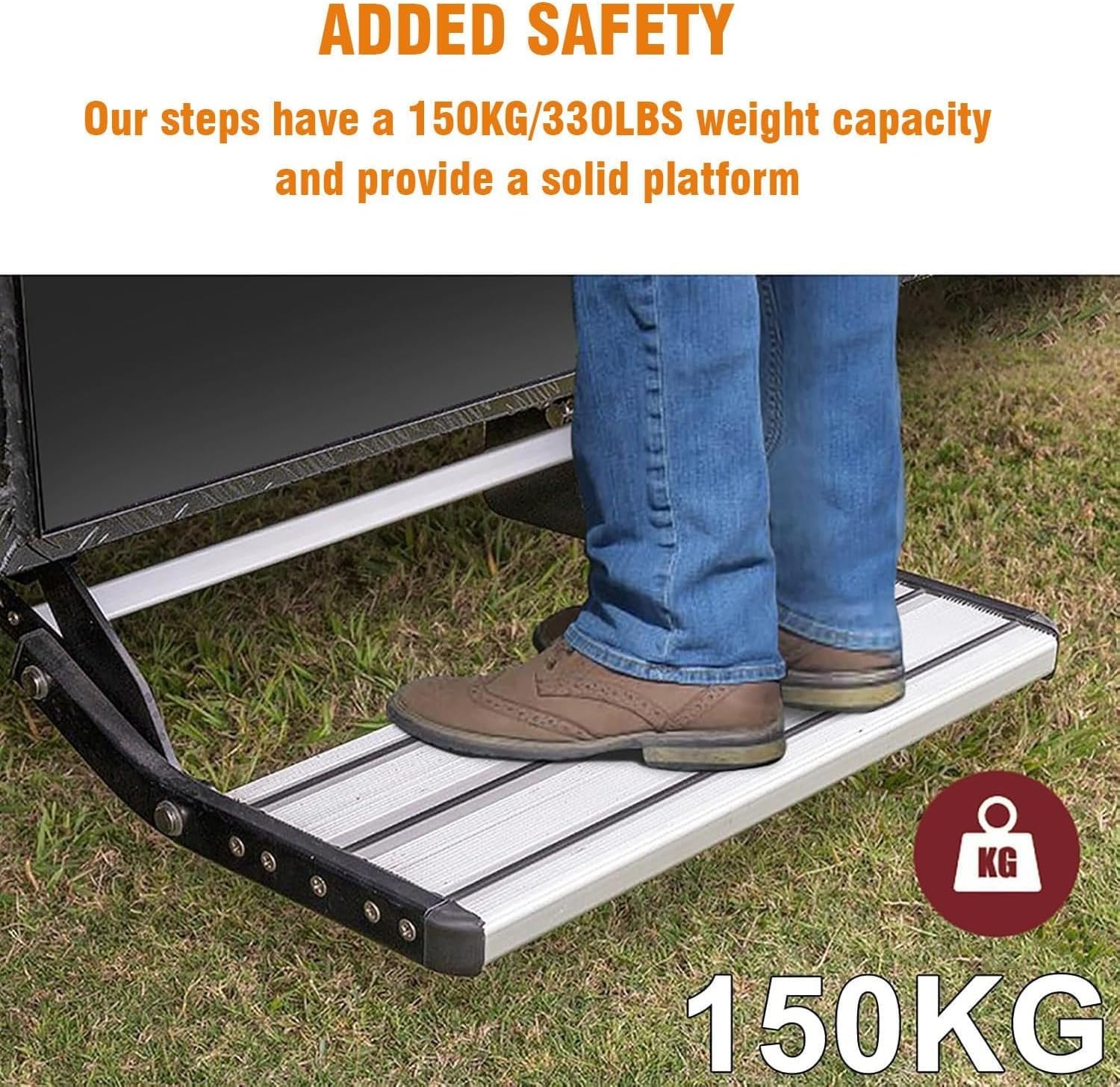 Scale pieghevoli retrattili HeavyDu in lega di alluminio design antiscivolo con piastra in acciaio Reced Capaci di peso 199,6 kg per una facile uscita Entand
