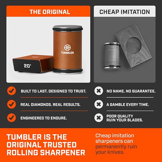 TUMBLER Pro Rolling Knife SharpenerTM - Knife Sharpening Made Easy - Ultimate Gift for Father's Day - Kit with Removable Disc System - 4-Layer Diamond Sharpening Disc & EdgeBoost Ceramic Disc (Black)