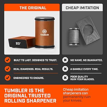 TUMBLER Pro Rolling Knife SharpenerTM - Knife Sharpening Made Easy - Ultimate Gift for Father's Day - Kit with Removable Disc System - 4-Layer Diamond Sharpening Disc & EdgeBoost Ceramic Disc (Black)