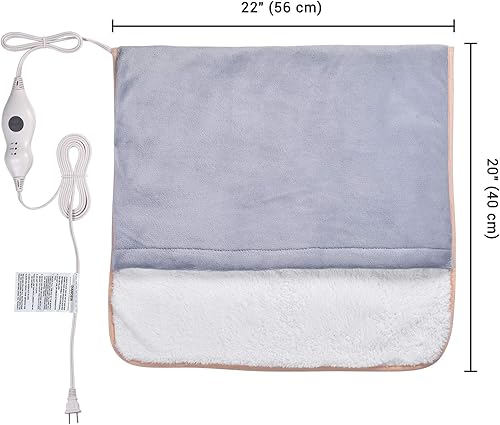 Miniatura 8 de AW Calentador eléctrico de pies con calefacción de 22 x 20 pulgadas, almohadilla de calentamiento rápido de 3 ajustes de temperatura, alivio del