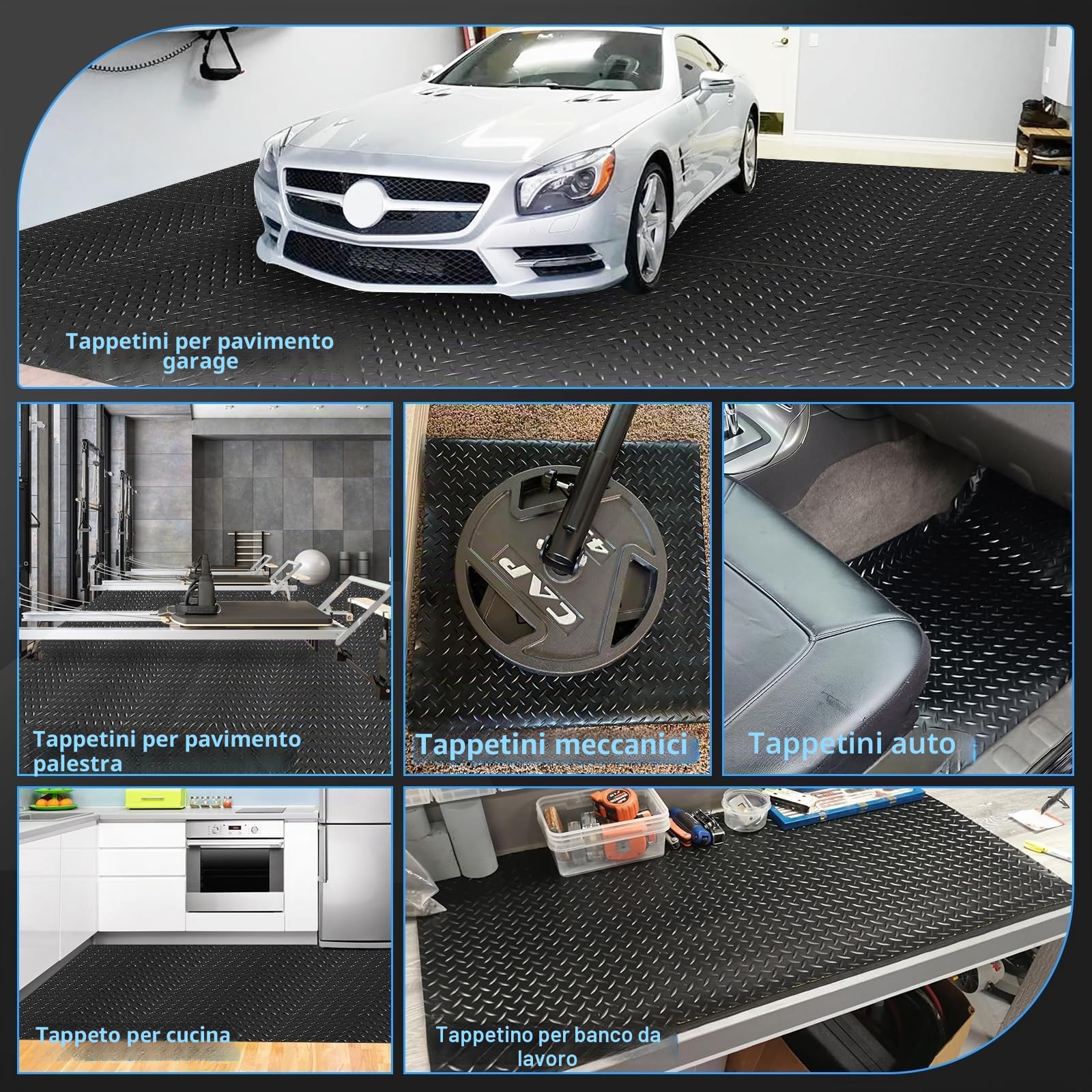 NZQXJXZ Tappeto Gomma Antiscivolo, Tappetino Spesso 650 x 41 cm | Pavimenti in PVC Rotoli per Garage, Pavimento per Roulotte,Camper,Tappetino da Parcheggio Resistente All'Acqua e Alle Macchie