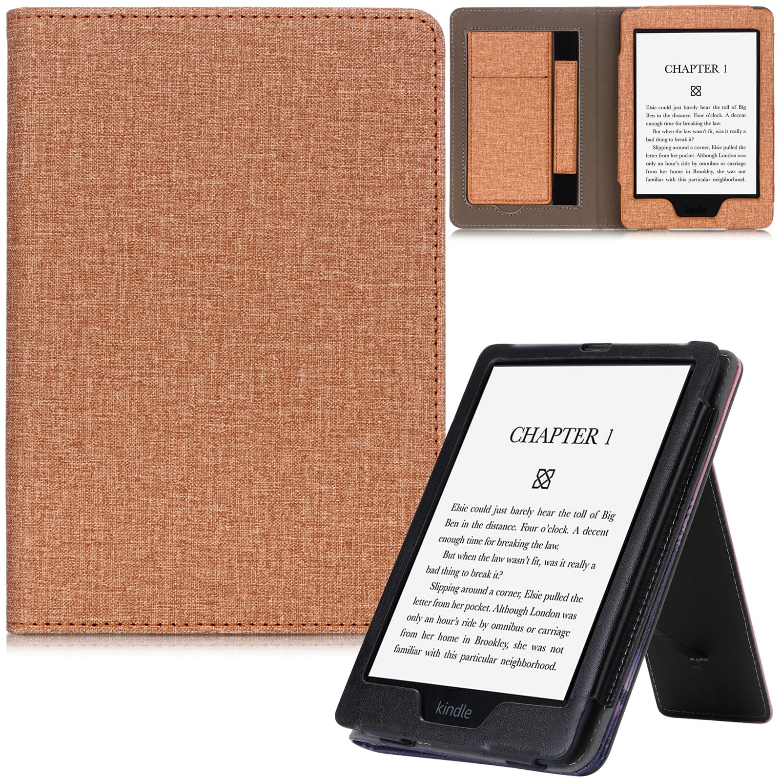 REASUNCase for 6.8" Kindle Paperwhite 2021, PU Leather Slim Cover with Auto Wake/Sleep Smart [Hand Strap] Folio Stand Case for 6.8" Kindle Paperwhite 11th Gen 2021 and Signature Edition, Rosegold
