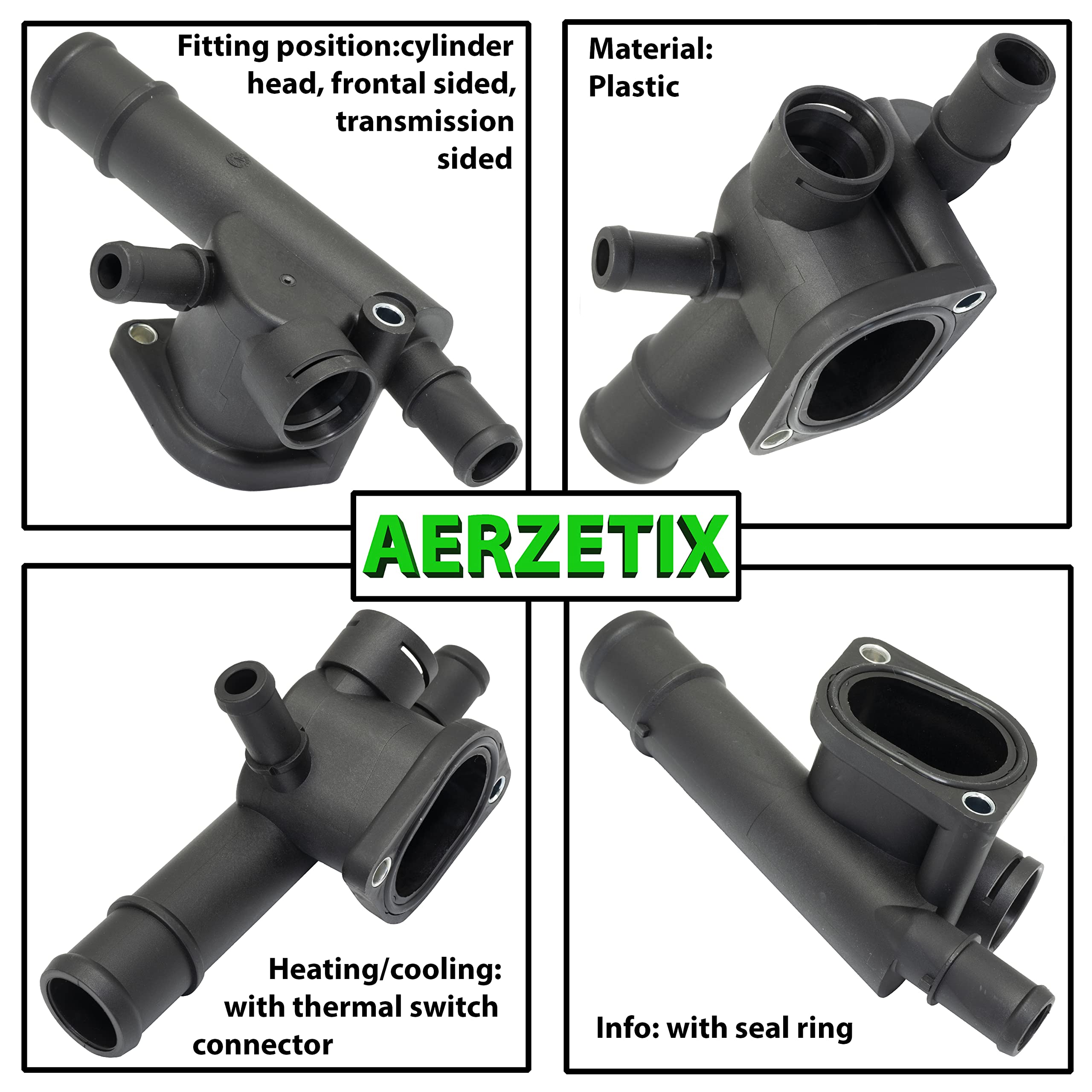 AERZETIX - C66183 - Brida de líquido refrigerante con anillo de estanqueidad - culata de cilindro, lado caja de cambios - compatible con 038121132D