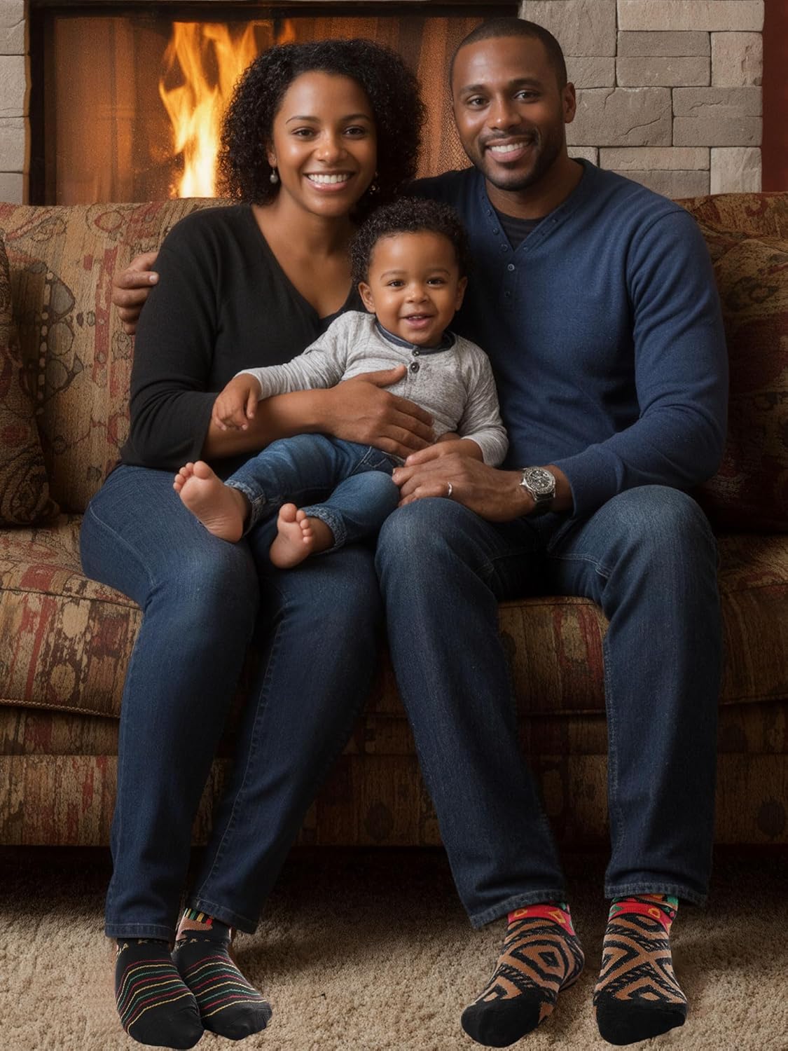 Ramede 48 Pairs Black History Month Sock Bulk Novelty African Kente Kinara Fuzzy Crew Socks for Men Women Juneteenth Gifts - Image 3