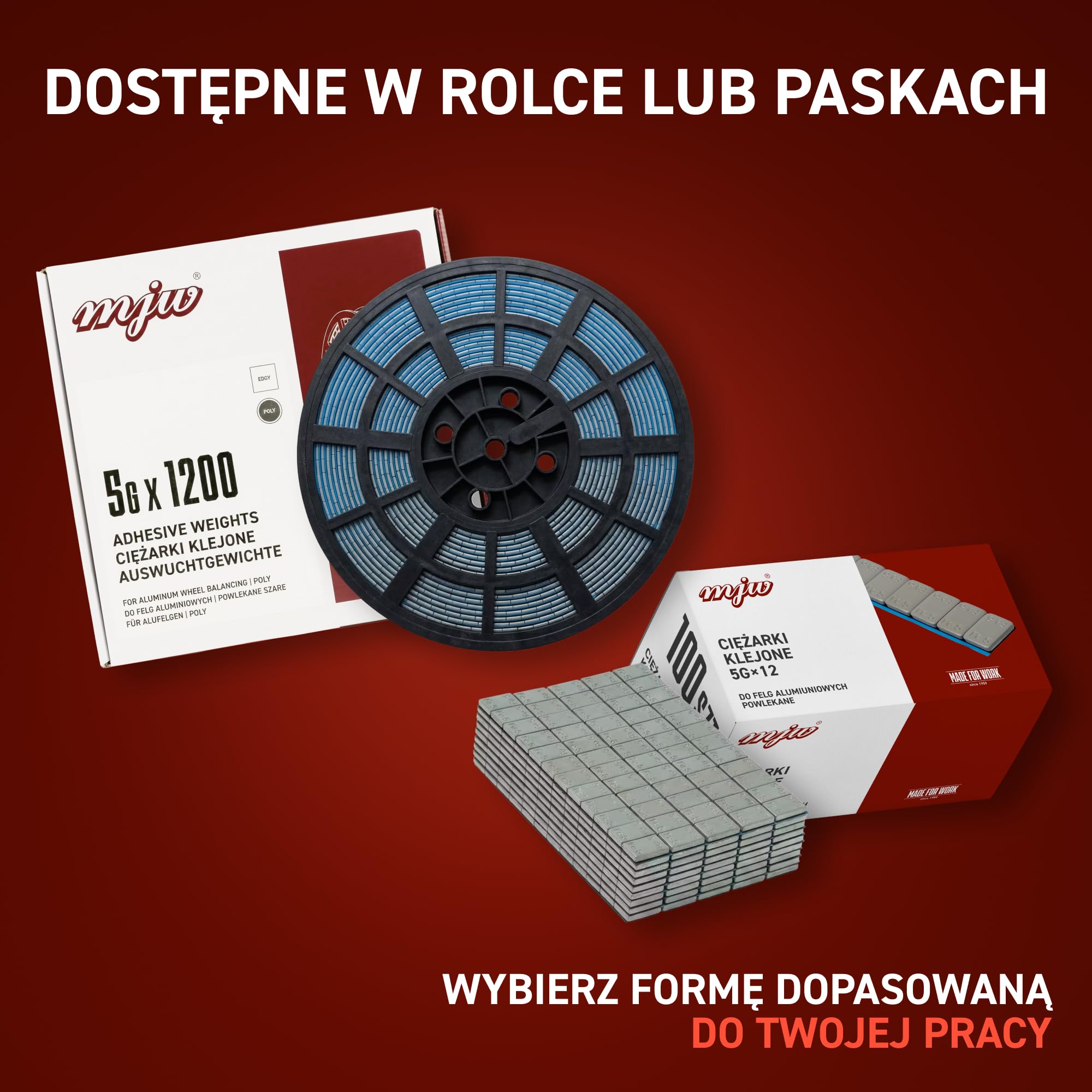 Ciężarki klejone w rolce 5g powlekane, 1200 szt. szare