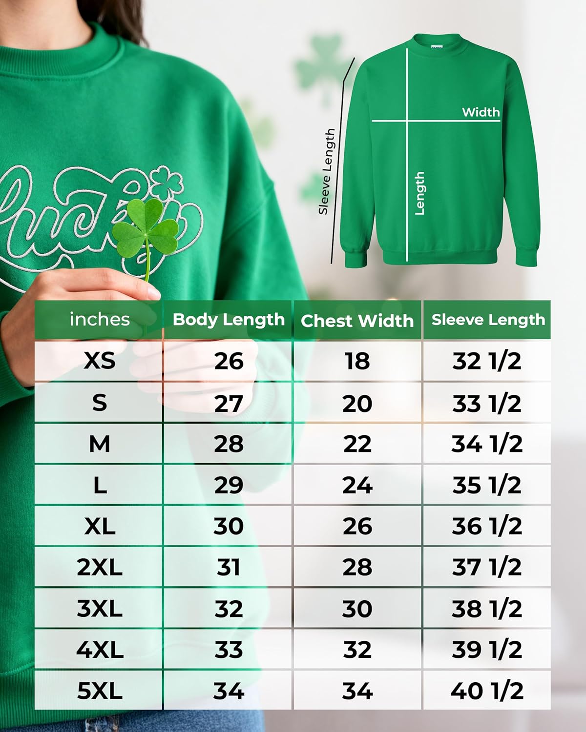 Tee Miracle Custom St Patrick's Day Embroidered Sweatshirt, Personalized Four Leaf Clover T-Shirt,Lucky Shamrock Irish Outfit - Image 5
