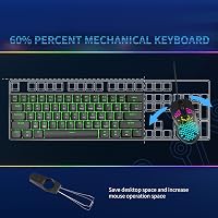 Dierya DK61se Mechanikus Gamer Billentyűzet, 60% Kompakt, 61 Gombos, Kék Kapcsolós, Anti-Ghosting, USB-C, Kék Háttérvilágítás, Windows Kompa 2