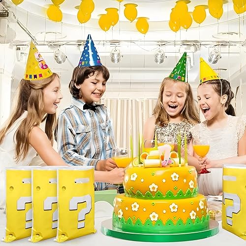 Miniatura 2 de Menipros 30 bolsas de recuerdo de fiesta de cumpleaños para Mario decoraciones de fiesta de cumpleaños, suministros de interrogación bolsas de dulces