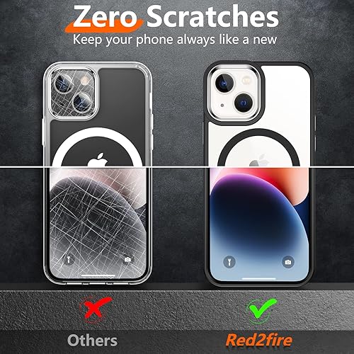Miniatura 6 de Red2Fire Funda magnética para iPhone 15 Plus transparente para iPhone 14 Plus, compatible con MagSafe, protección contra caídas de grado militar, no