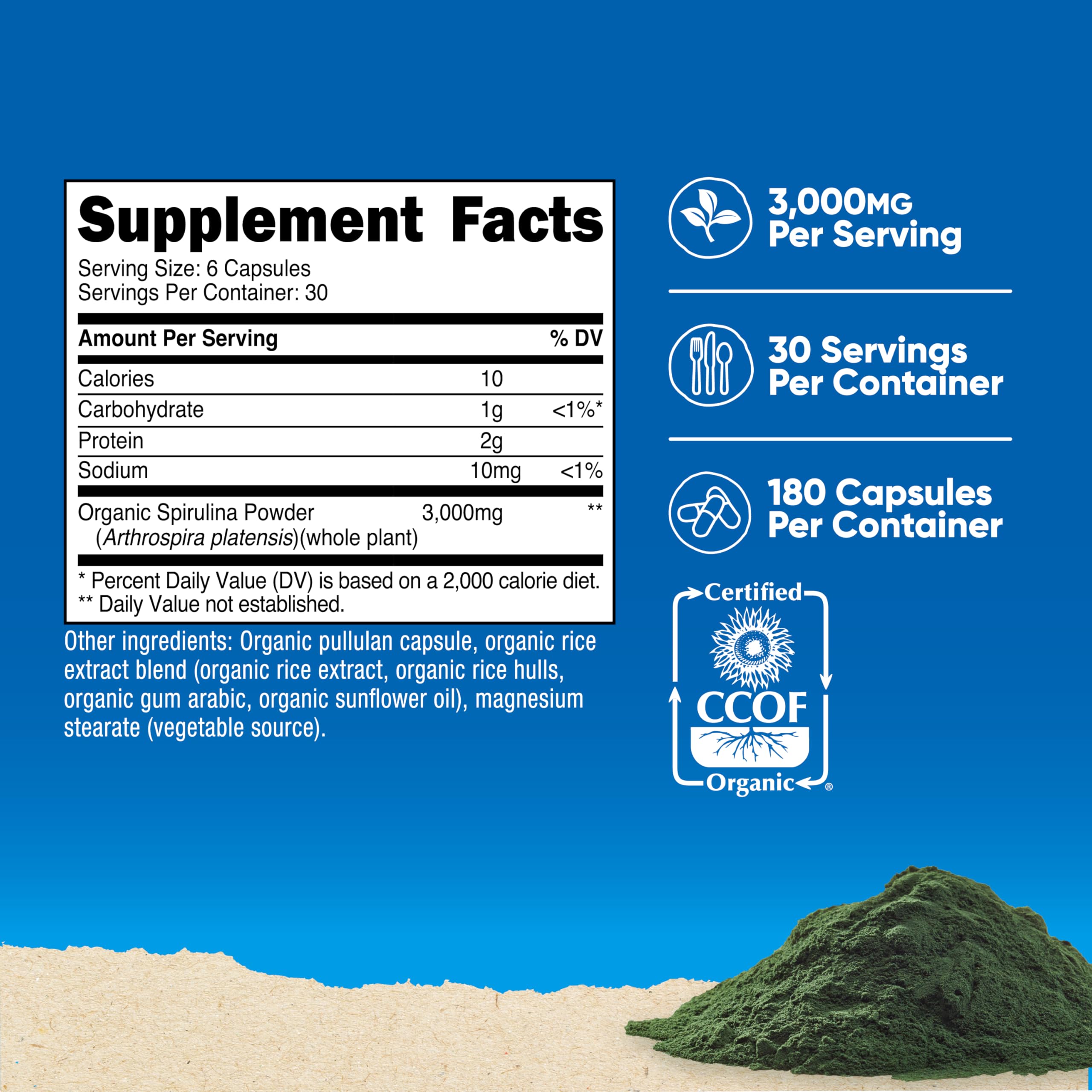 Nutricost Spirulina 3,000mg, 180 Capsules for 30 Servings — Amazon image 2