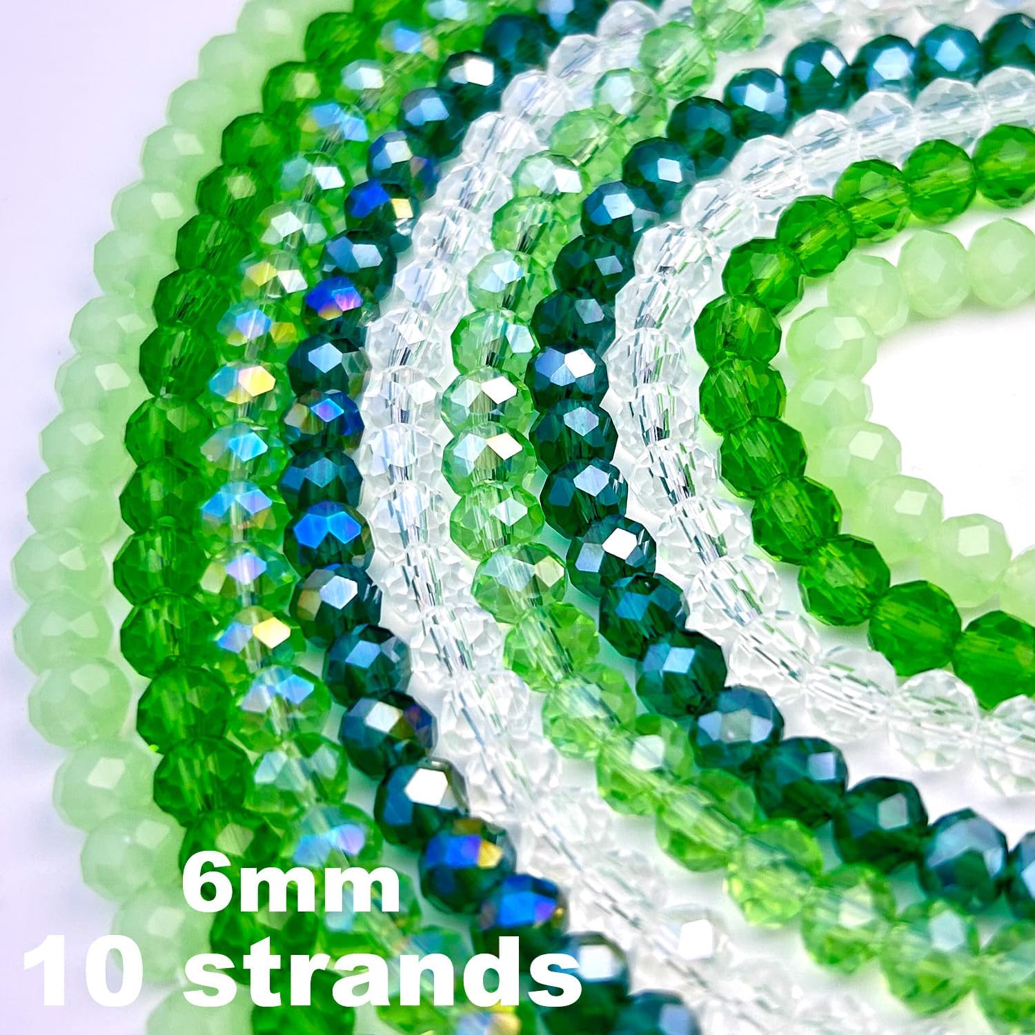 850pcs 6mm Glass Beads for Jewelry Making, Green Crystal Beads, Assorted Briolette Faceted Loose Bulk Bead for Crafts DIY, Suncatchers, Bracelets, Earring, Necklace - Image 3