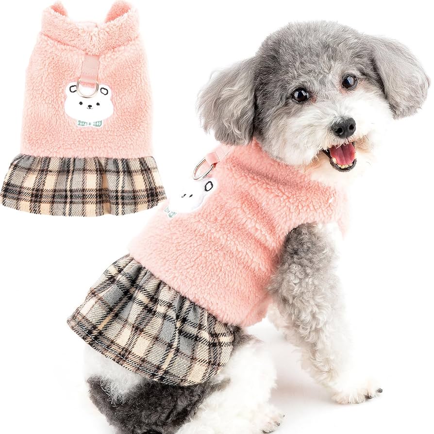 Amazon | ZUNEA 犬服 秋冬 ワンピース 女の子 小型犬 可愛い