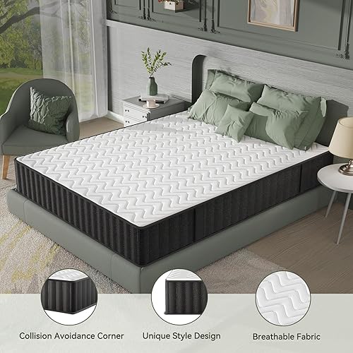 Miniatura 7 de Colchón de espuma viscoelástica tamaño King de 10 pulgadas, colchón refrescante con infusión de carbón en una caja, firmeza media para aliviar el