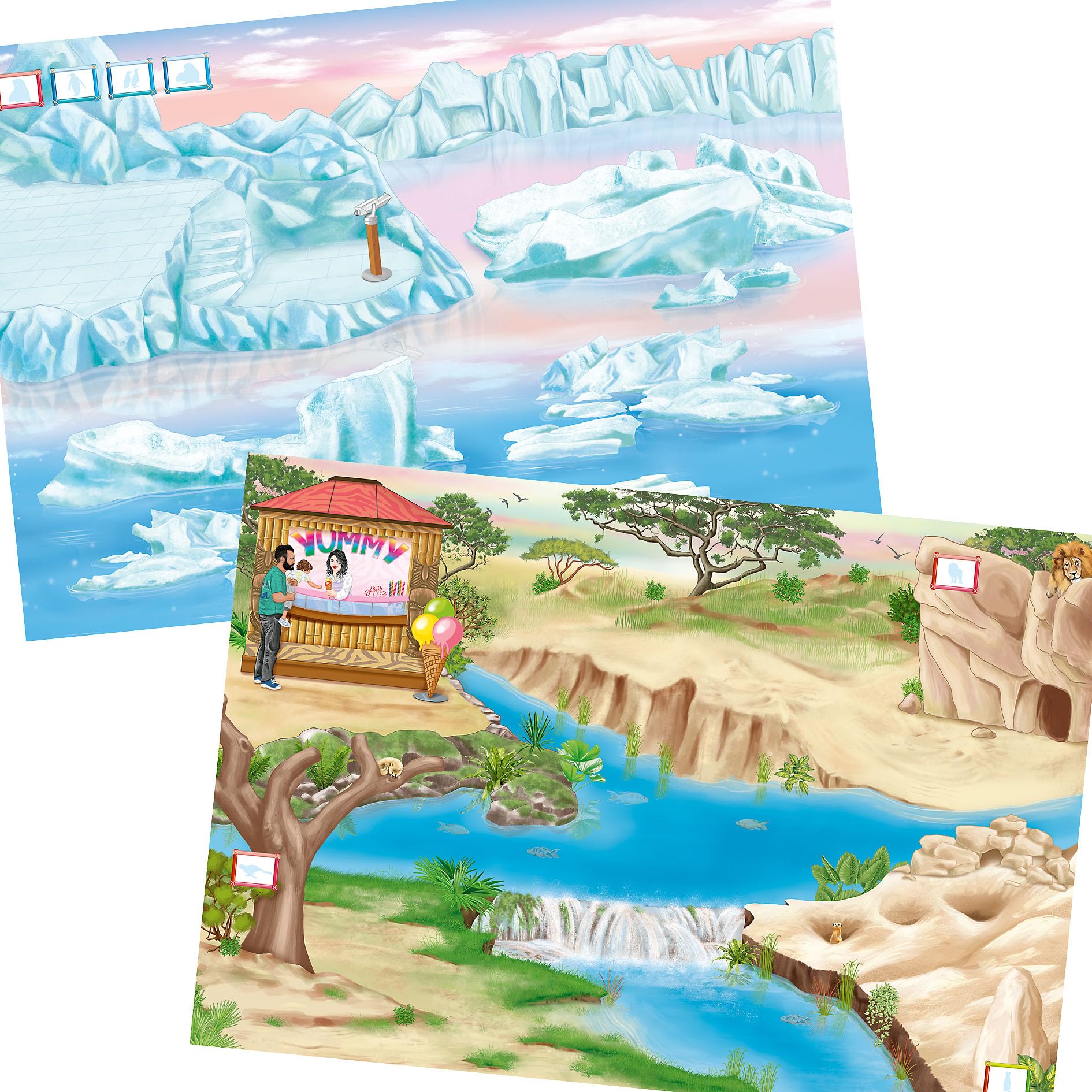 Depesche 12753 Sticker-Album "Create your Zoo", Sticker-Heft mit coolen Motiven und 3 Doppelseiten Aufklebern, ca. 22 x 30 x 0,5 cm