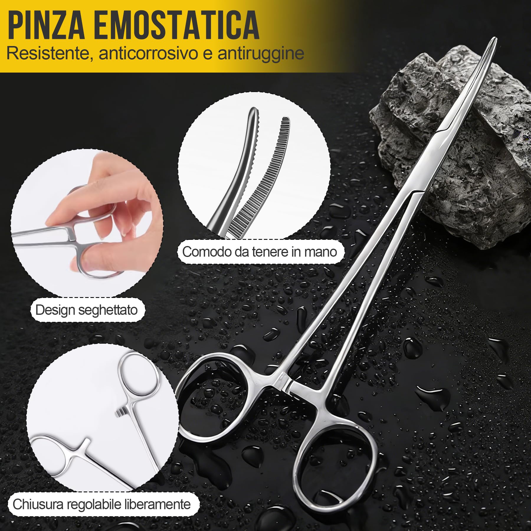 2 Pezzi Pinze Emostatiche in Acciaio Inox, Pinza Curva e Diritta 12,5cm, Morsetti di Precisione per Pulizia Orecchie Animali Domestici, Grooming Cani e Gatti, Pesca e Hobby