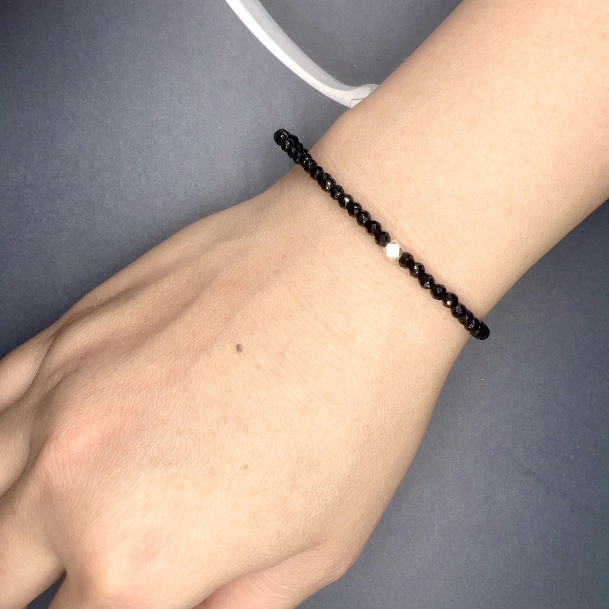 Apocalyptic-K Women Natural Gemstone Bracelet with 925 Sterling Silver 3 4 6MM Tourmaline Obsidian Agates Spinel Womens Fashion — view 6