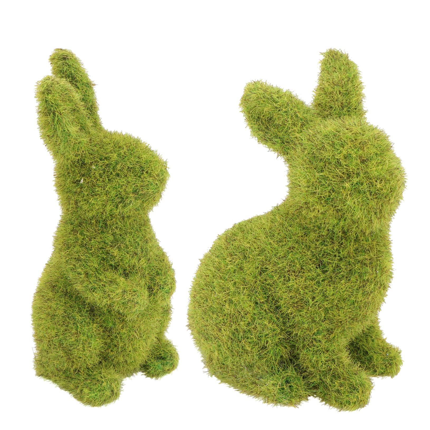 mit Natürlicher Beflockung 2 Stück Beflockte Osterhasen Dekorativer Hasenfigur aus Grünem Material für Osterszenen und Garten