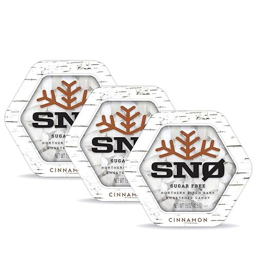 Chips de caramelo de xilitol Cinnamon KETO (paquete de 3) - SNØ lata de 1.5 onzas - Caramelo sin azúcar con solo 2 ingredientes Bajo en