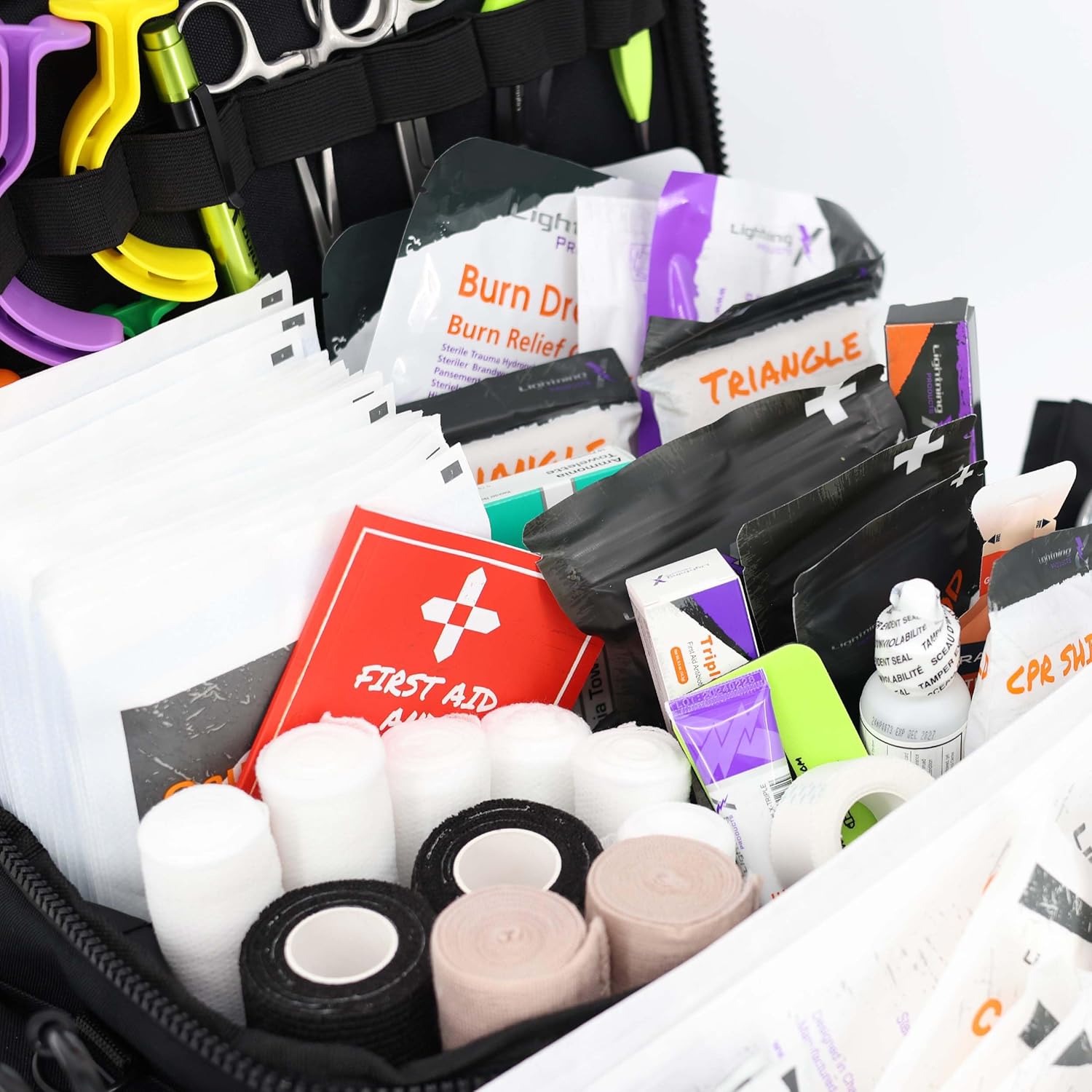 Lightning X Products Lightning X Mid-Sized First Responder EMT Bag | LXMB25 Fully Stocked w/ 240+ Aid, EMS & Trauma Supplies - Black - Image 5
