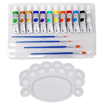 ABOUT SPACE Watercolor Paint Set - (12 colors x 12 ml) Multicolour Non-Toxic Paint Tubes with Mixing Palette & 4 Brushes for Artists, Beginners - Kit for Art & Craft, Drawing, Canvas, Painting, Poster