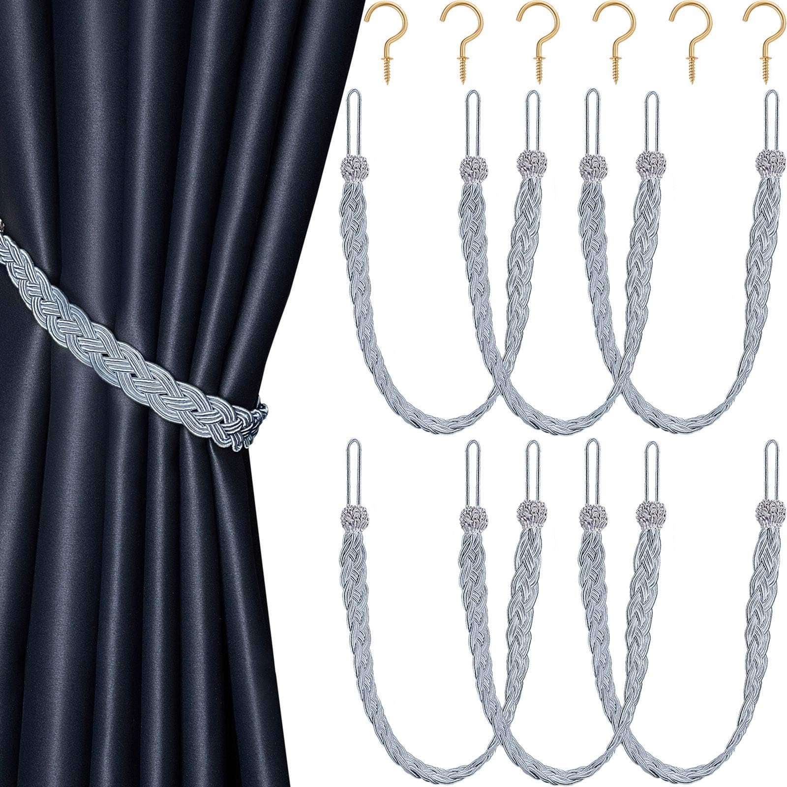 Amazon.com: Blulu 6 Pieces Braided Curtain Tiebacks Rope Belt Curtain