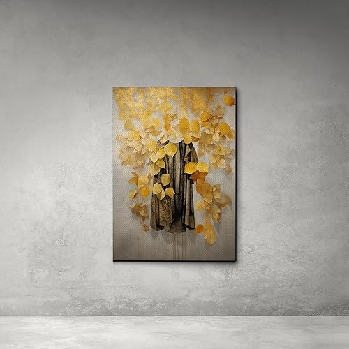 Miniatura 4 de Original Ginkgo biloba Print On Canvas, Modern Textured Gold Wall Art, Abstract Gold Leaves Print, Living room Wall Decor, Modern Art Canvas, Decor