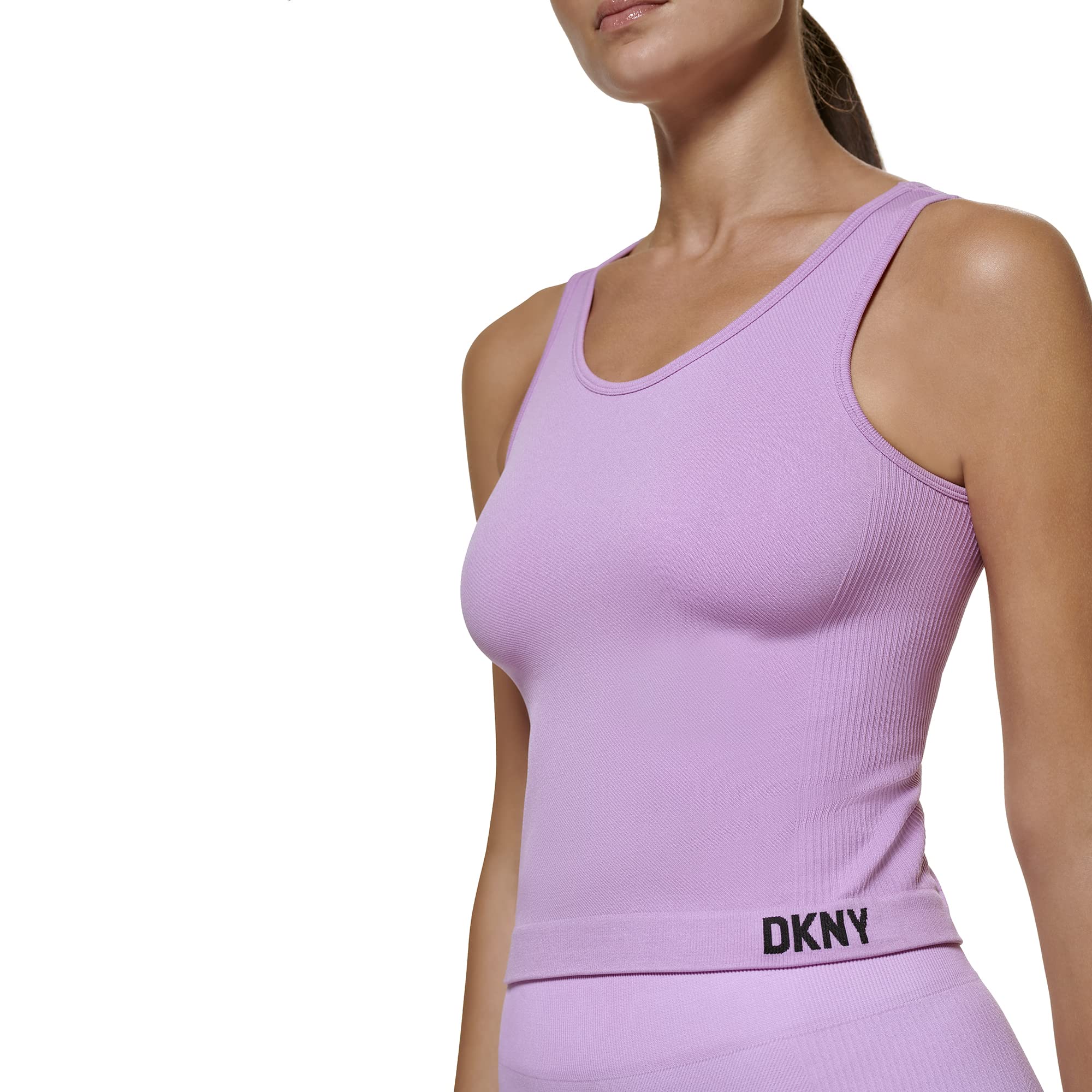 DKNY Sport Women's Twill Senza Cuciture Scoop Neck Tank Top, Opaco Donna