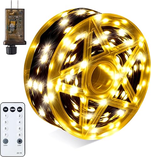Miniatura 1 de Joiedomi 600 luces LED de Navidad para exteriores, luces amarillas de árbol de Navidad de 198 pies con 8 modos de temporizador, cadena de luces de