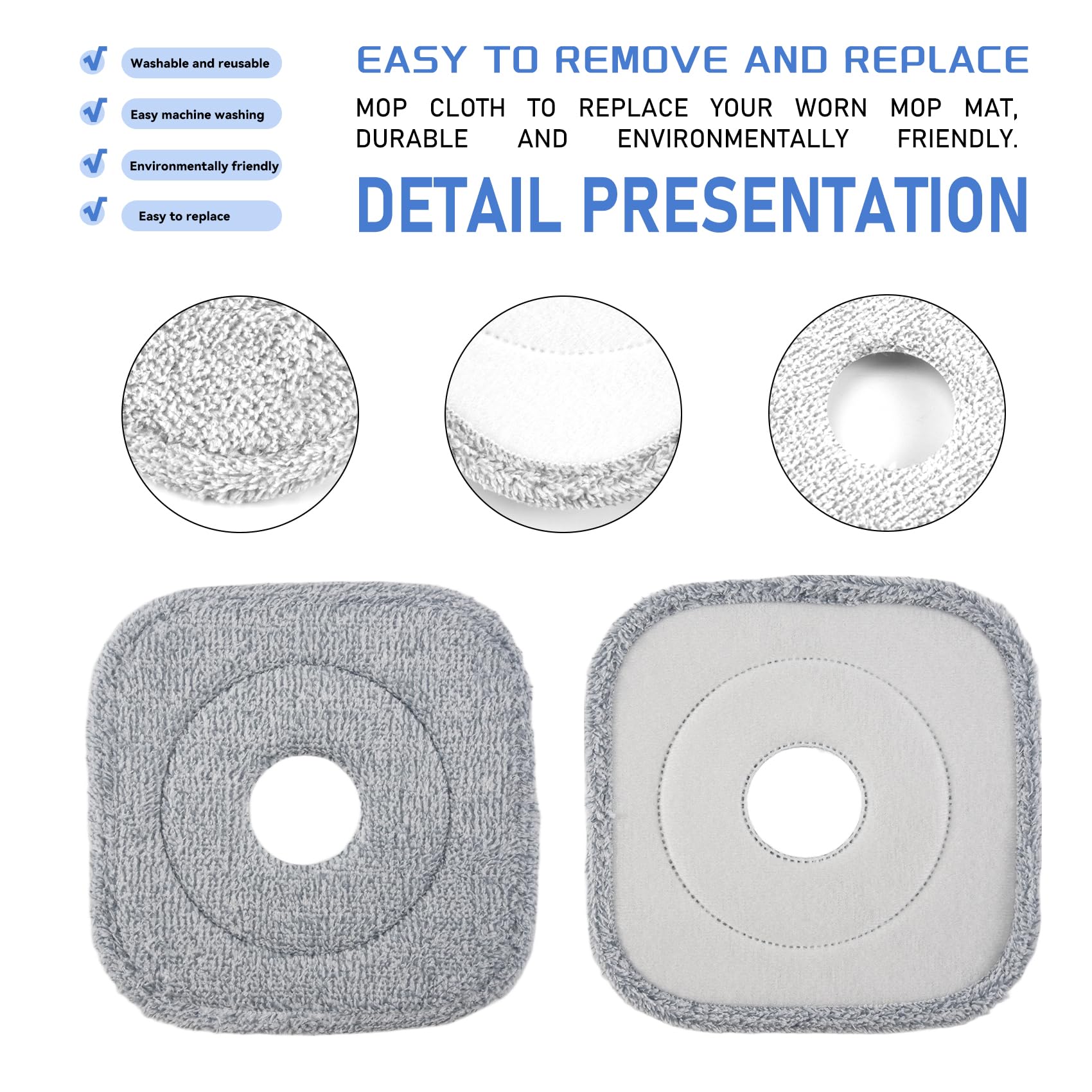 Kqcibz 8Pcs Mop Cloth for Mop Squeeze Mop Automatic Separation Rotating Cleaning Floors Mop Pads Cloth