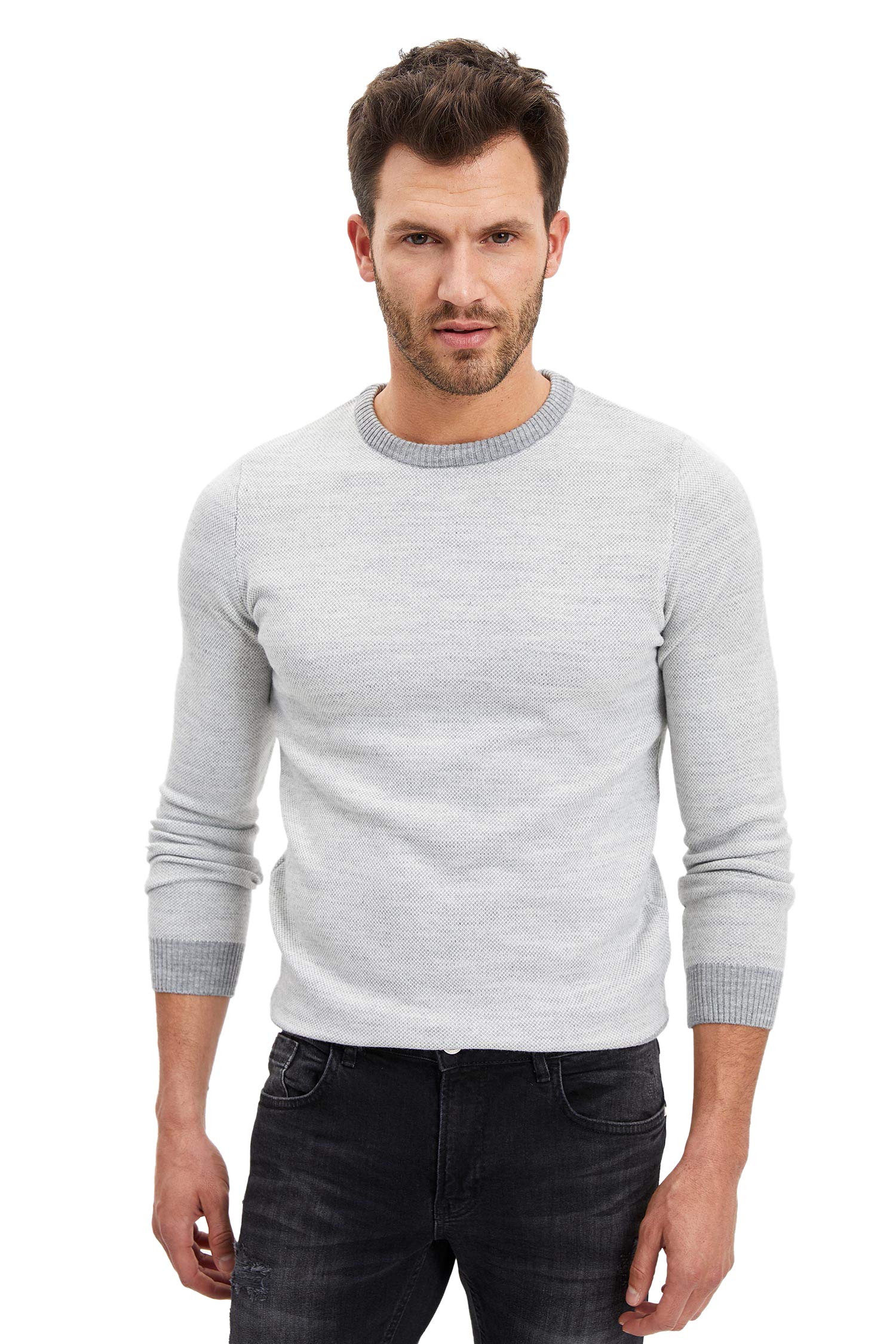 R1110AZ Slim Fit Kol Detaylı Tişört Erkek