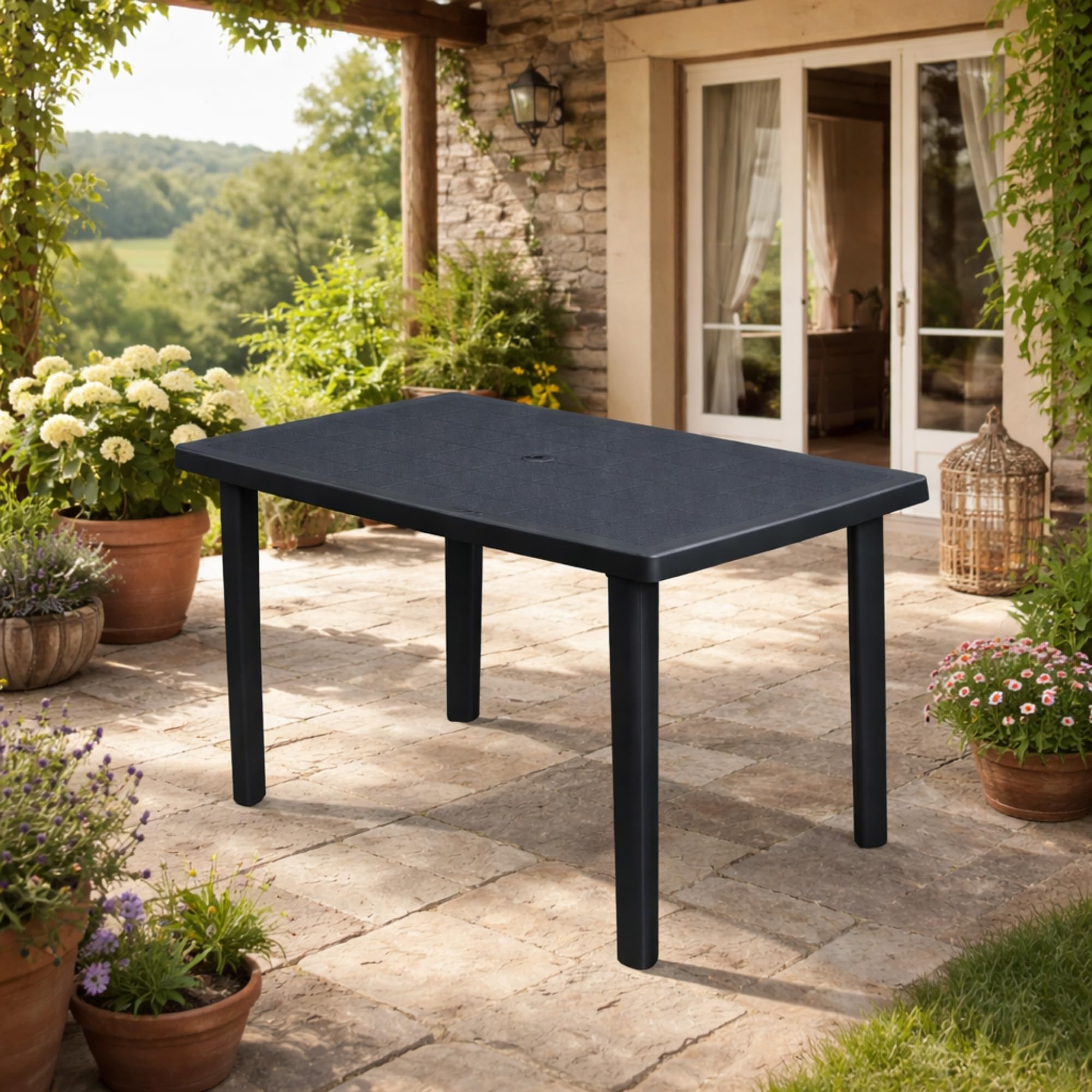 HOUSE COLLECTION TAVOLO DA GIARDINO MARTE 100x67x72cm colore ANTRACITE, in POLIPROPILENE