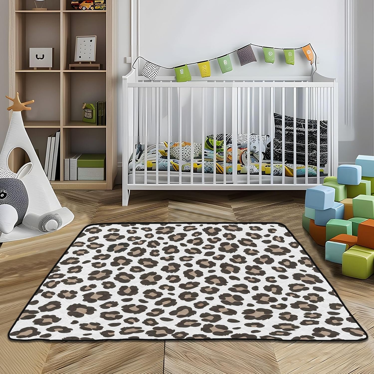 Leopard Cheetah Print Animal Skin Baby Play Mat 50" x 50", Playmat for Playpen, Thicken Soft Padding Foam Crawling Mat for Babies Toddlers Infants