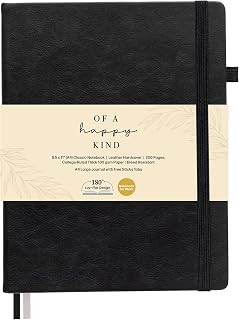 Classic Large Black Leather Journal Notebook