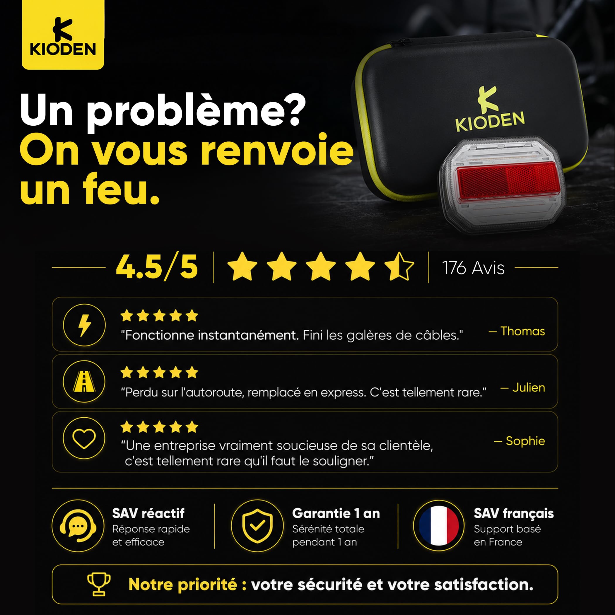 KIODEN Pilotos Traseros Remolque LED Inalámbricos, Fijación Magnética | Kit Luces Homologadas Recargables 10h IP65 12V, Adaptador Enchufe 7 a 13 Pines Incluido, Caravana, Anticaída