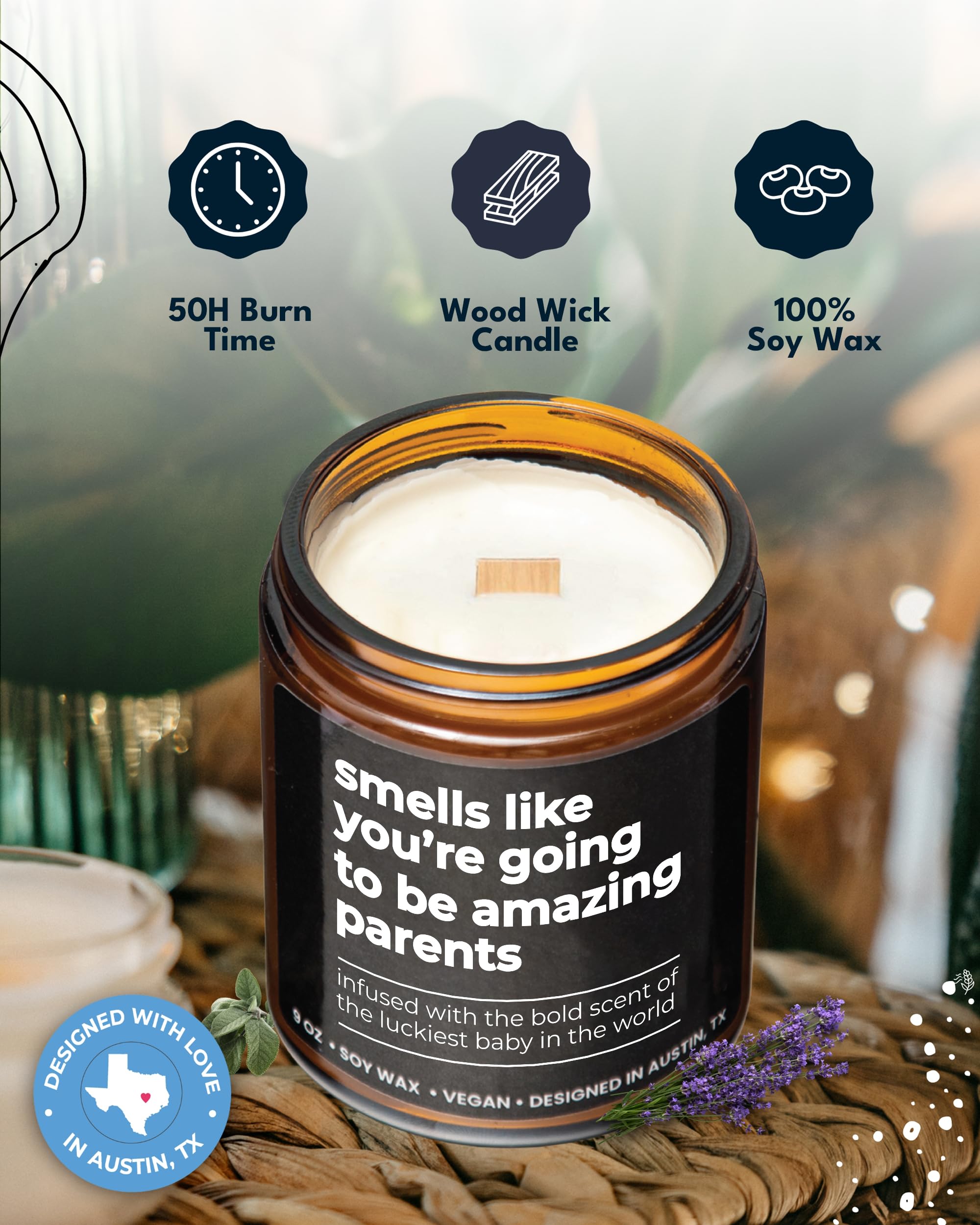 Amazing Parents Candle, Unique Gifts for New Parents for Mother's Day & Father's Day, New Parent Gifts for Couples, Gender Reveal Presents for Mom and Dad to Be, Gift-Ready
