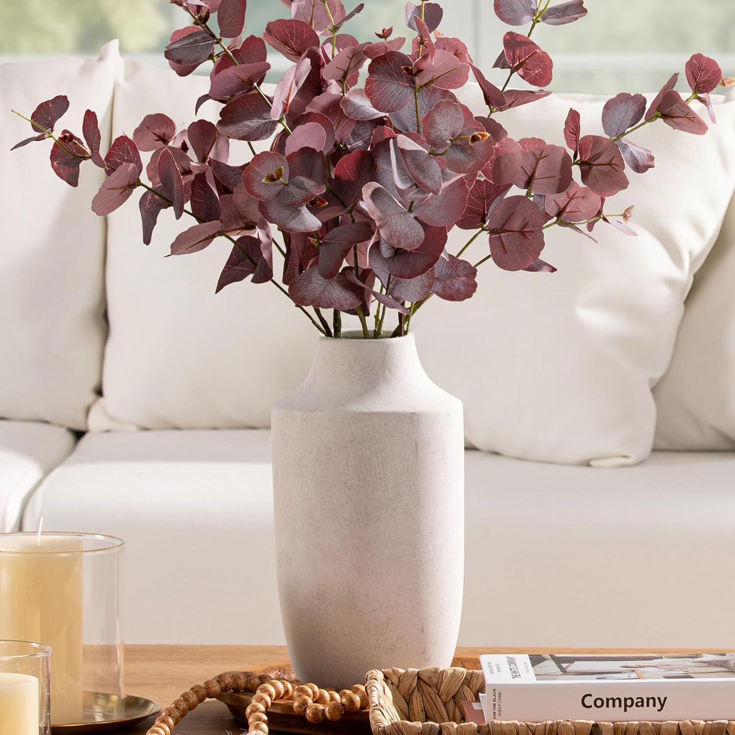 Mitt&Ditt Ceramic Flower Vase, 12.5 inch Tall Off-White Vase, Large Decorative Terracotta Vases, Farmhouse Rustic Pottery Vases for Home Decor, Living Room, Table - Image 9