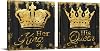 SiMiWOW King and Queen Wall Art Romantic Bedroom Decor for Couples Crown Picture Black and Gold King Queen Crown Painting Framed Gallery Wrap, Wedding Gift