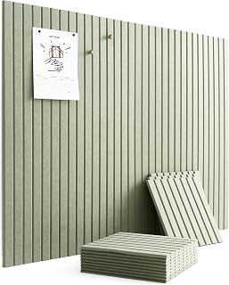 VIVELDA 48x36 Large Felt Bulletin Board - 12-Pack Slat Pattern Wall Tiles for Office, Classroom Decor - OEKO-TEX Safe, Sound Absorbing Panels (Sage)